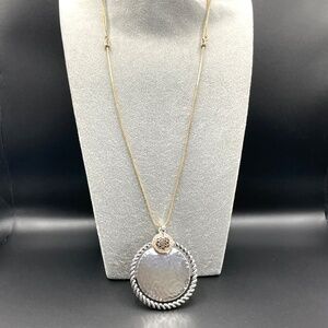 Chico's Two Tone Reversible Pendant Necklace Adjustable Length